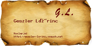 Geszler Lőrinc névjegykártya